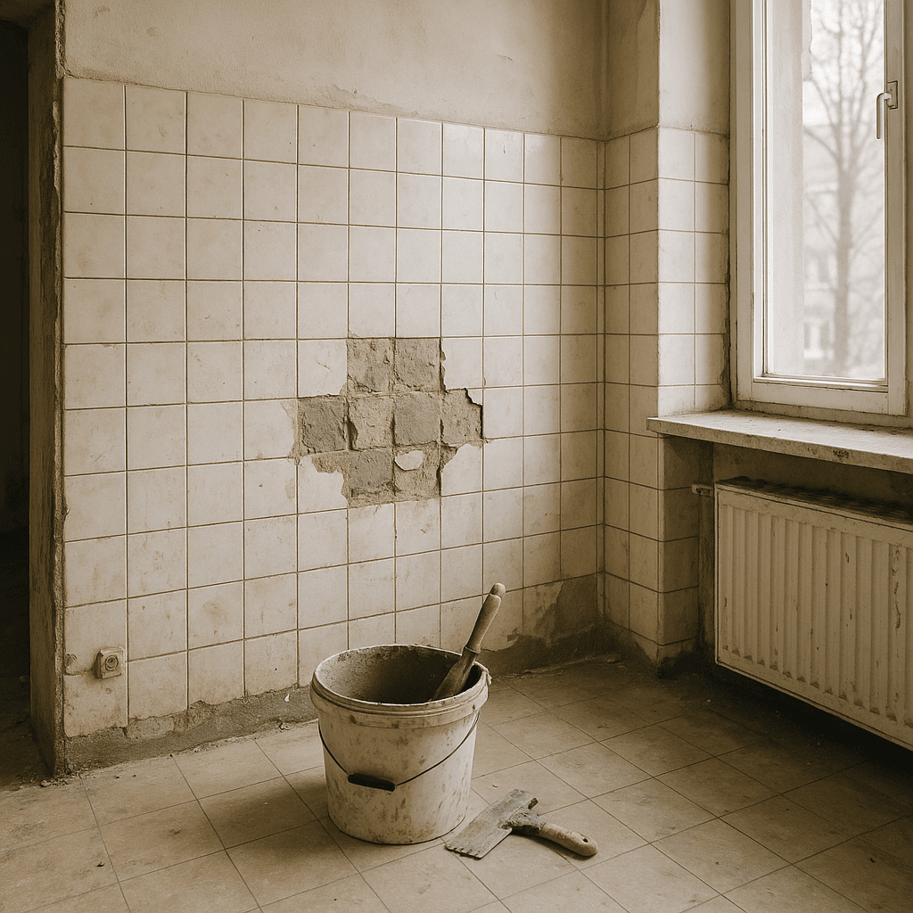 Fliesenreparatur — Vorher